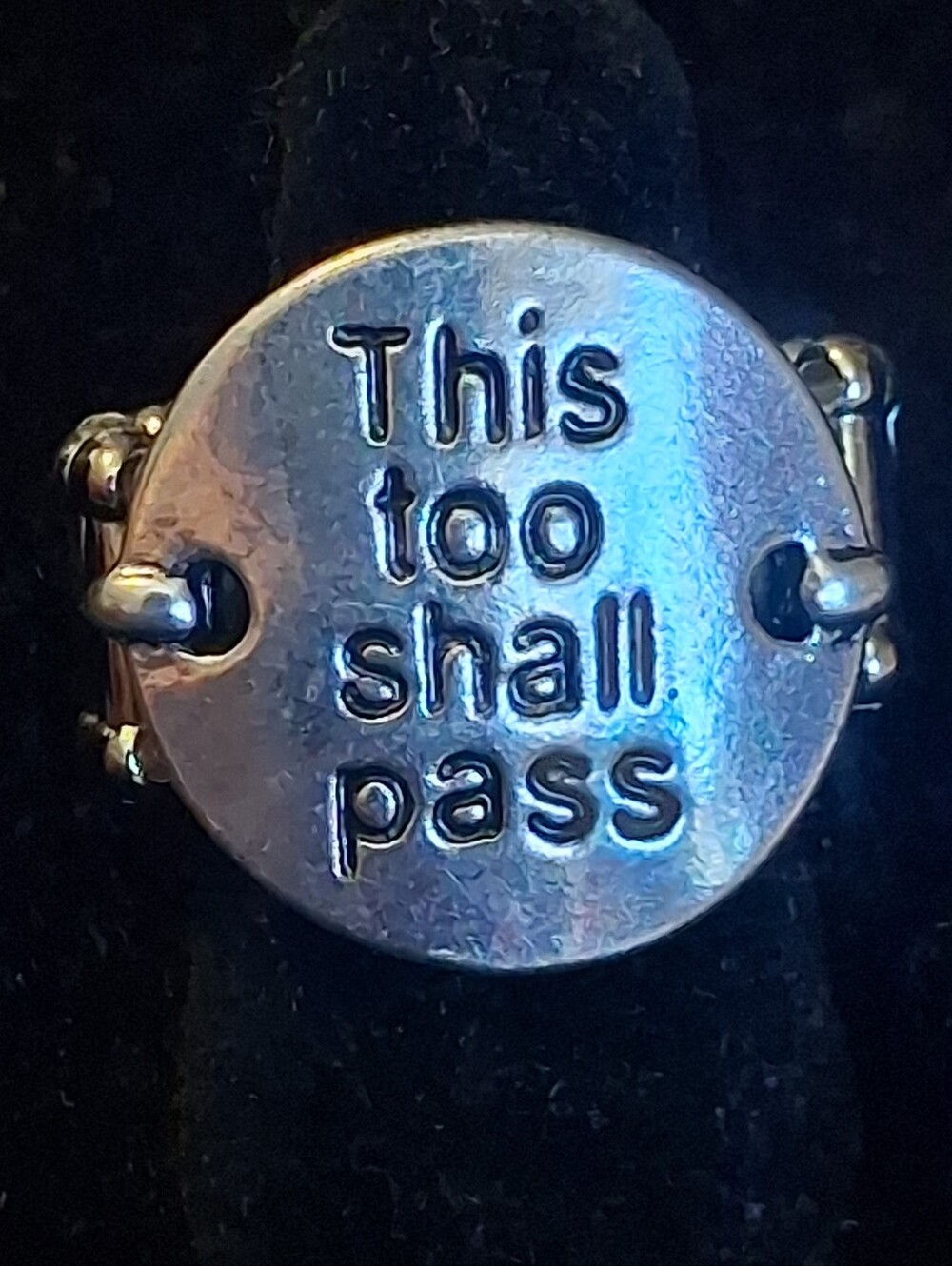 Paparazzi Silvertone 'This Too Shall Pass' Round Inspirational Stretch Ring